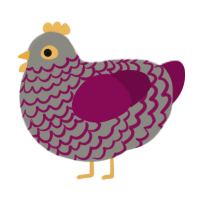 A ash and wine chicken with a lace pattern