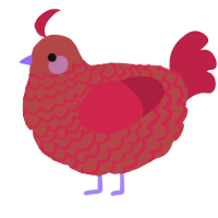 A red and crimson chicken with a lace pattern