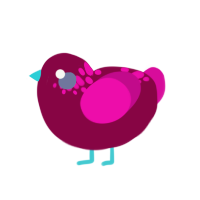 Supernova, a maroon and fuchsia chicken with a neck-speckle pattern