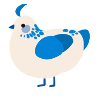A cream and sapphire chicken with a neck-speckle pattern