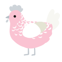 A rose and white chicken with a half-lace pattern