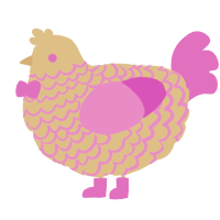 A beige and orchid chicken with a lace pattern