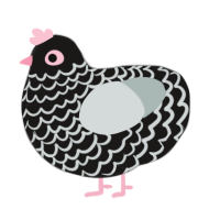 A sable and silver chicken with a lace pattern