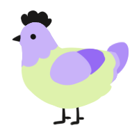 A apple and lilac chicken with a head pattern