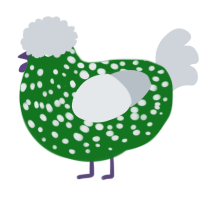 A leaf and mist chicken with a speckle pattern