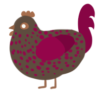 A bark and maroon chicken with a speckle pattern