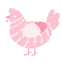 A rose chicken with a bar pattern