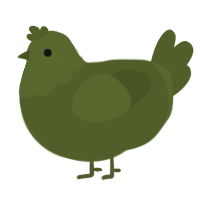 A olive chicken with a head pattern