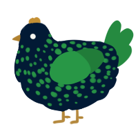 A tumblr and viridian chicken with a speckle pattern