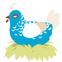 A cerulean and cream chicken with a half-lace pattern
