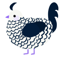 A white and tumblr chicken with a lace pattern