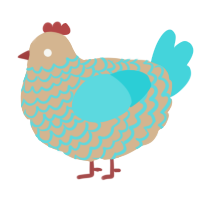 A beige and aqua chicken with a lace pattern