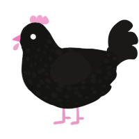 A black and sable chicken with a speckle pattern