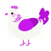 A white and amethyst chicken with a neck-band pattern