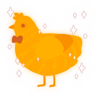 A orange and ochre chicken with a bar pattern