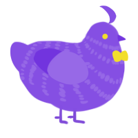 Blurp, a blurple chicken with a bar pattern