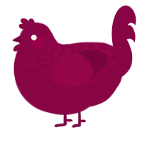 A maroon chicken with a half-lace pattern