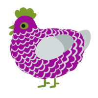 A plum and silver chicken with a lace pattern
