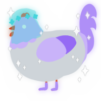 A mist and lilac chicken with a head pattern