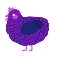 A violet and navy chicken with a lace pattern