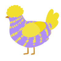 A lilac and yellow chicken with a bar pattern