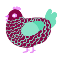 A maroon and mint chicken with a lace pattern