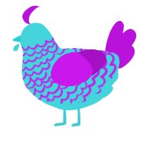 A aqua and amethyst chicken with a lace pattern