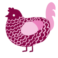 A maroon and pink chicken with a lace pattern