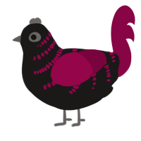 A sable and maroon chicken with a half-bar pattern