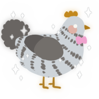 A mist and grey chicken with a bar pattern