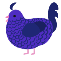 A indigo and navy chicken with a lace pattern