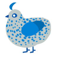 A silver and sapphire chicken with a speckle pattern