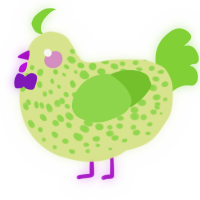 A lemon and grass chicken with a speckle pattern