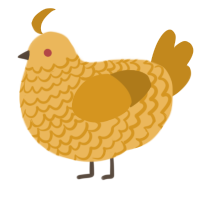 A honey and ochre chicken with a lace pattern