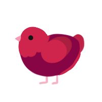 Ribbon, a maroon and crimson chicken with a head pattern