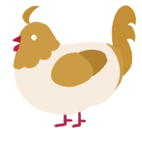 A cream and gold chicken with a head pattern