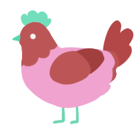 Cherry Cough Syrup, a pink and red chicken with a head pattern