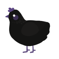A black and sable chicken with a neck-speckle pattern