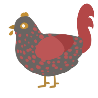 (unnamed), a grey and red chicken with a speckle pattern