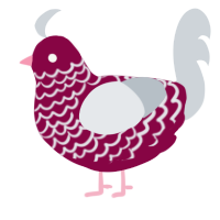 A maroon and mist chicken with a lace pattern