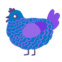 A sapphire and blurple chicken with a lace pattern
