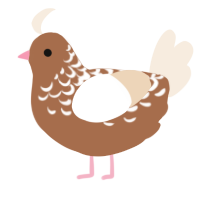 A brown and cream chicken with a half-lace pattern