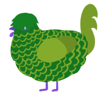 A leaf and chartreuse chicken with a lace pattern