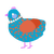 A cerulean and vermilion chicken with a speckle pattern