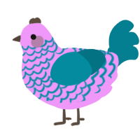 A lavender and sea chicken with a lace pattern