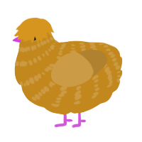 A ochre and gold chicken with a bar pattern
