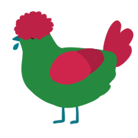 A viridian and crimson chicken