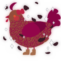 A russet and maroon chicken with a double-lace pattern