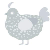 A silver and mist chicken with a speckle pattern