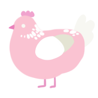 A rose and white chicken with a neck-speckle pattern
